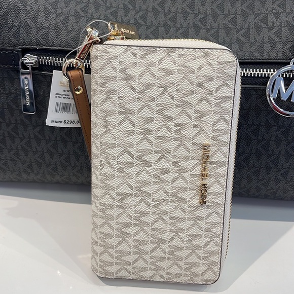 Michael Kors MK Signature Large Flat Multi-Function Phone Case Wallet Wristlet - Picture 12 of 16